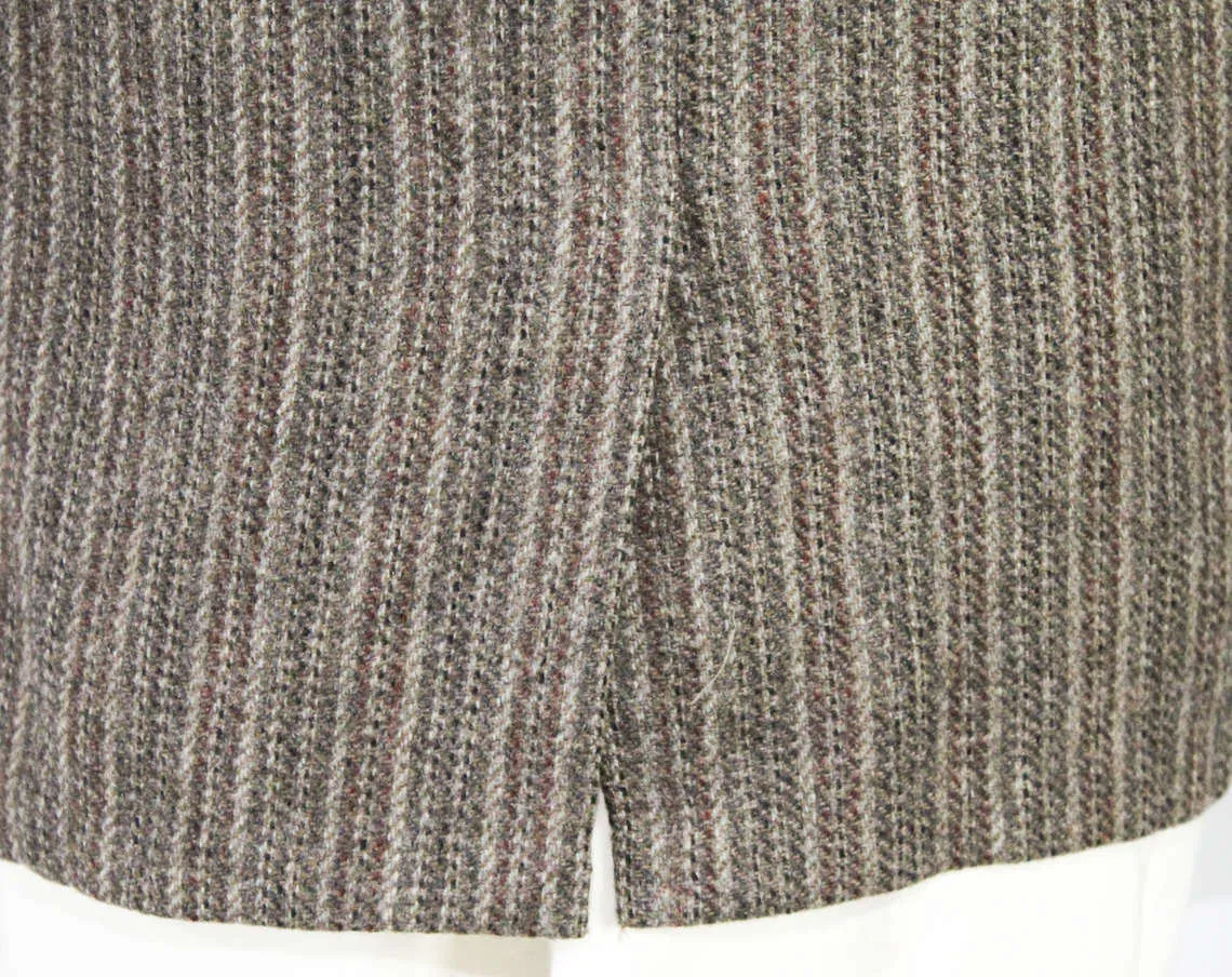 Large Men's Suit Jacket - 1950s 60s Gray Wool Tweed Blazer - Professor Style 50s Sport Coat - Handsome Striped Wool - 3-Button - Chest 44