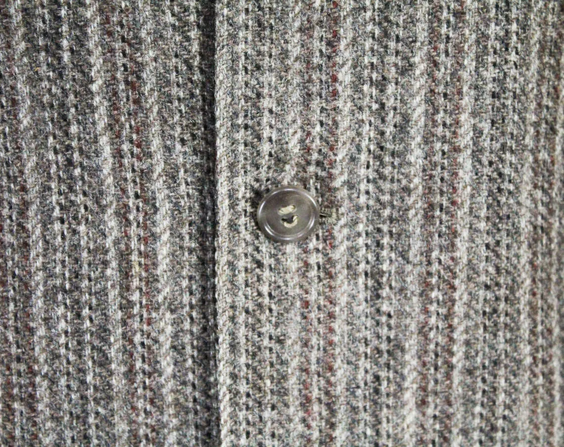 Large Men's Suit Jacket - 1950s 60s Gray Wool Tweed Blazer - Professor Style 50s Sport Coat - Handsome Striped Wool - 3-Button - Chest 44