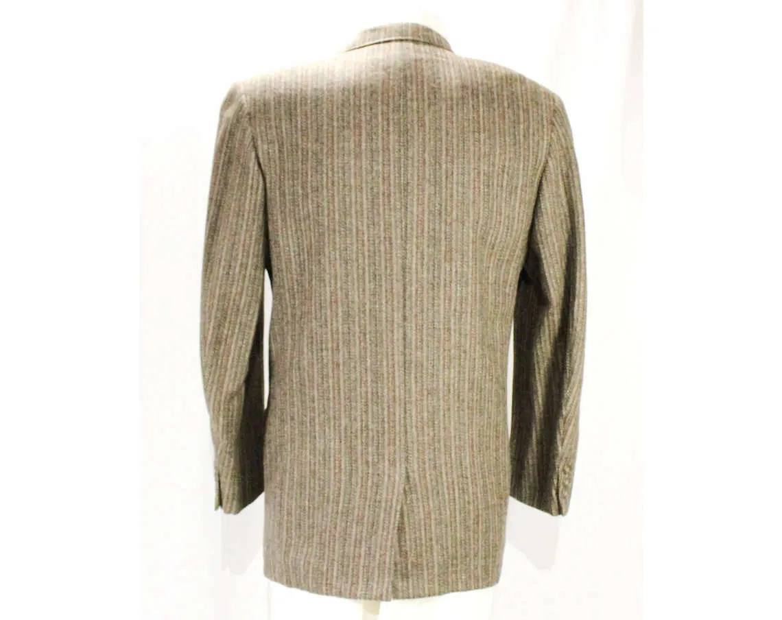 Large Men's Suit Jacket - 1950s 60s Gray Wool Tweed Blazer - Professor Style 50s Sport Coat - Handsome Striped Wool - 3-Button - Chest 44