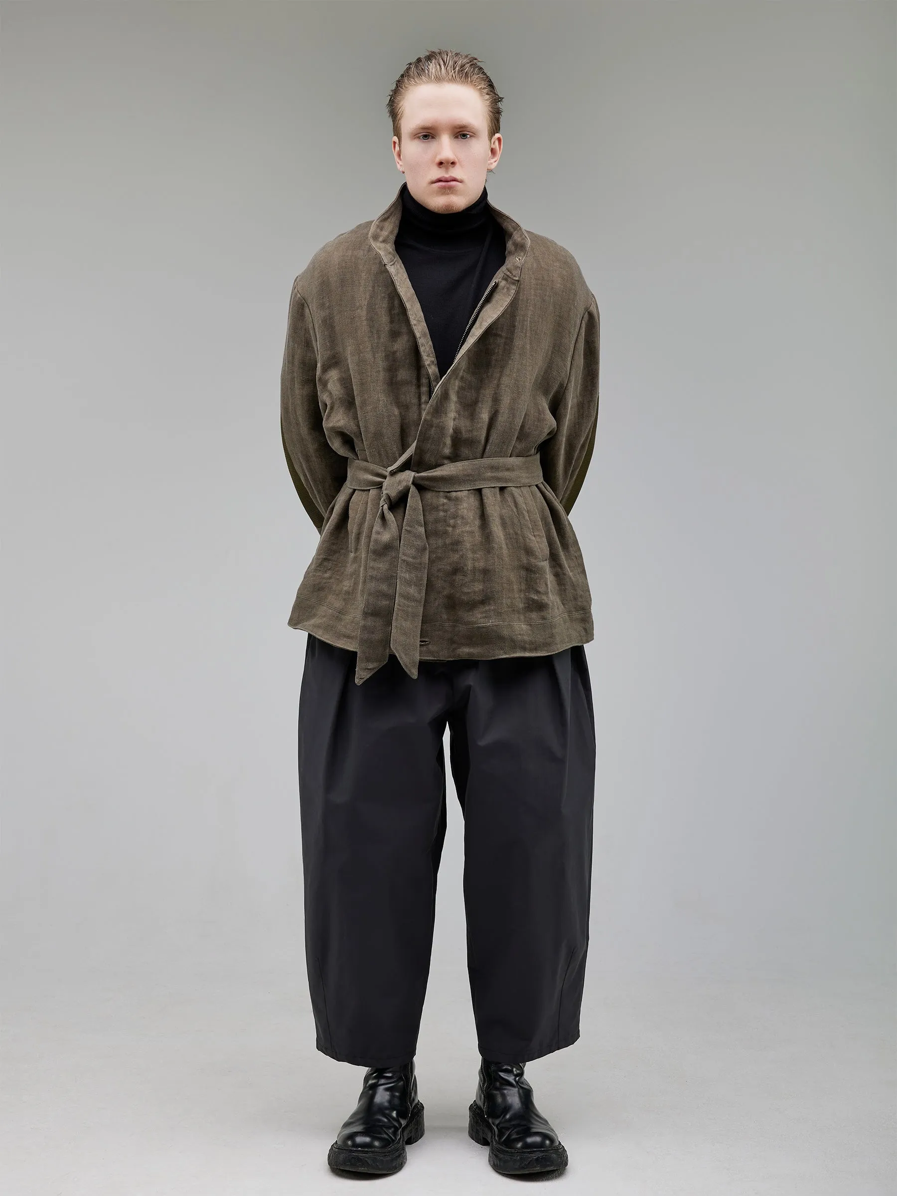 Oiled linen belted Jacket